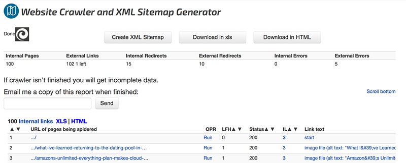 Website Crawler and XML Sitemap Generator