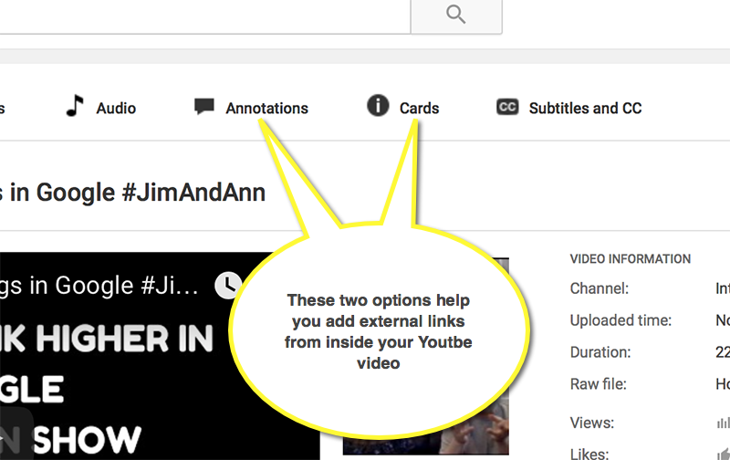 These two options help you add external links from inside your Youtbe video