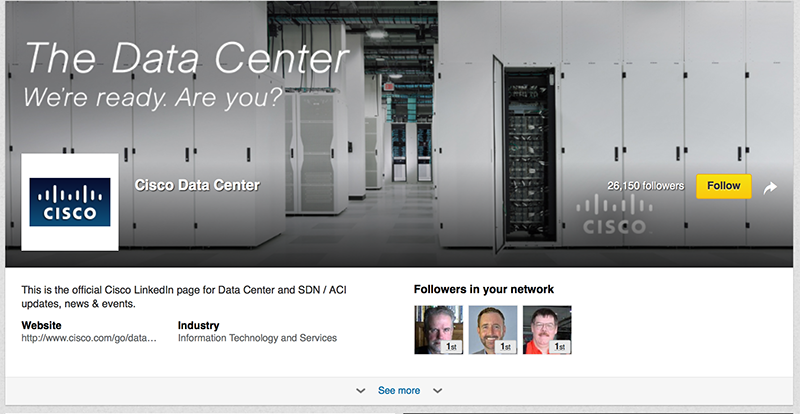 Adobe Showcase Page example: Cisco Data Centers