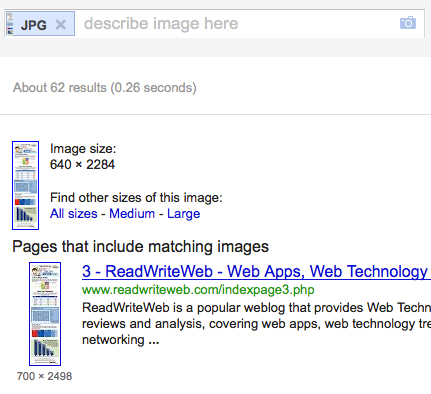 Google by image search results