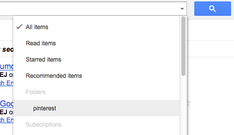 Google reader search options