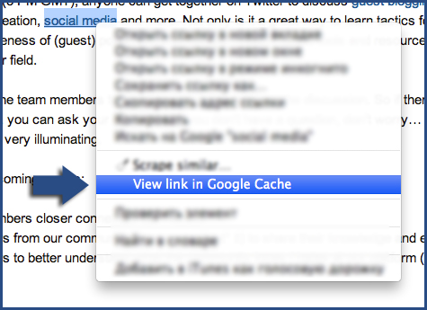 View Link in Google Cache