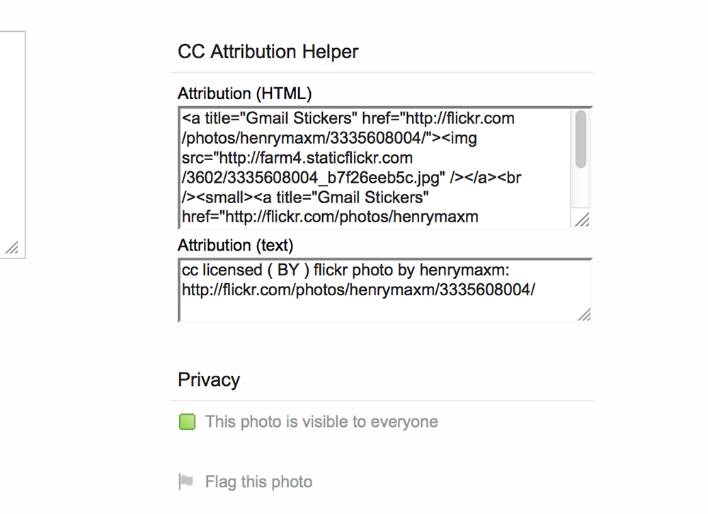 Flickr CC Attribution Helper