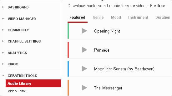 YouTube Audio Library