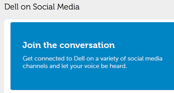 Dell "Join the Conversation" page