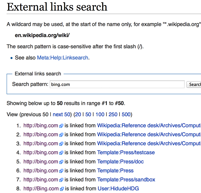 Wikipedia Domain Search