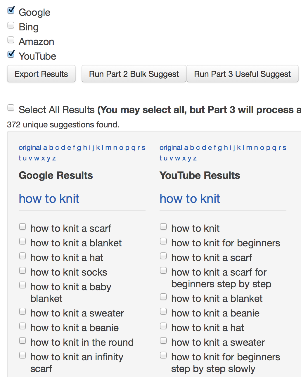 Google Suggest tool