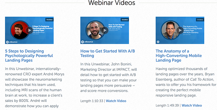 Unbounce Webinars