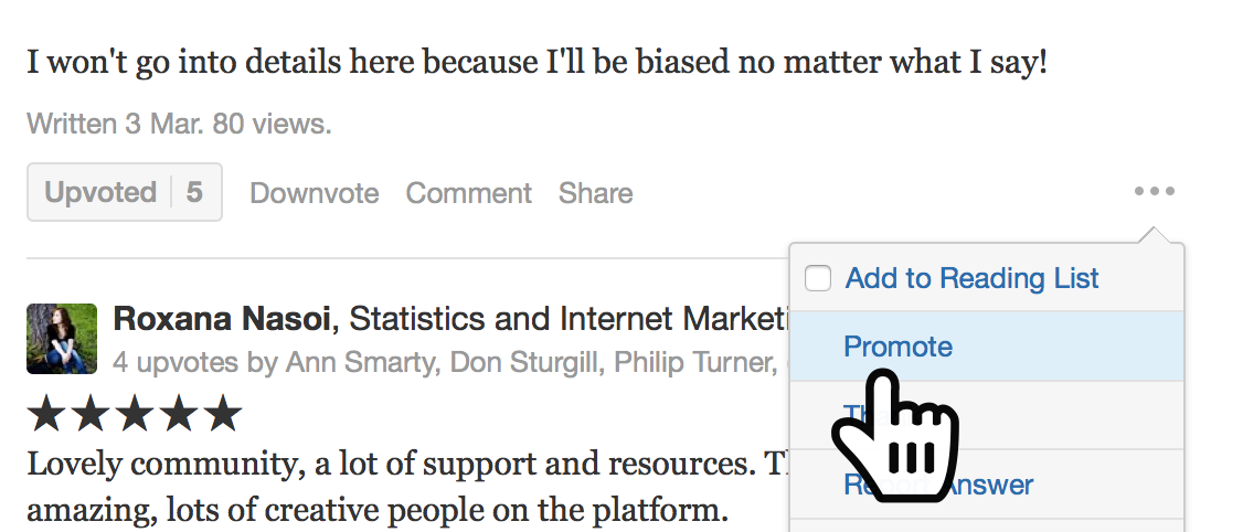 "promote" best reviews Quora