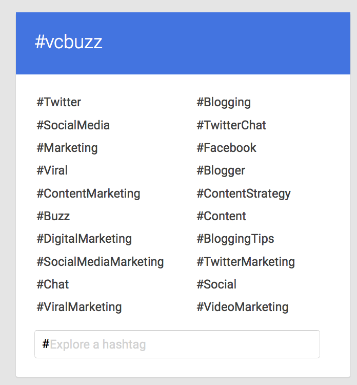 Google Plus /Explore section related hashtags