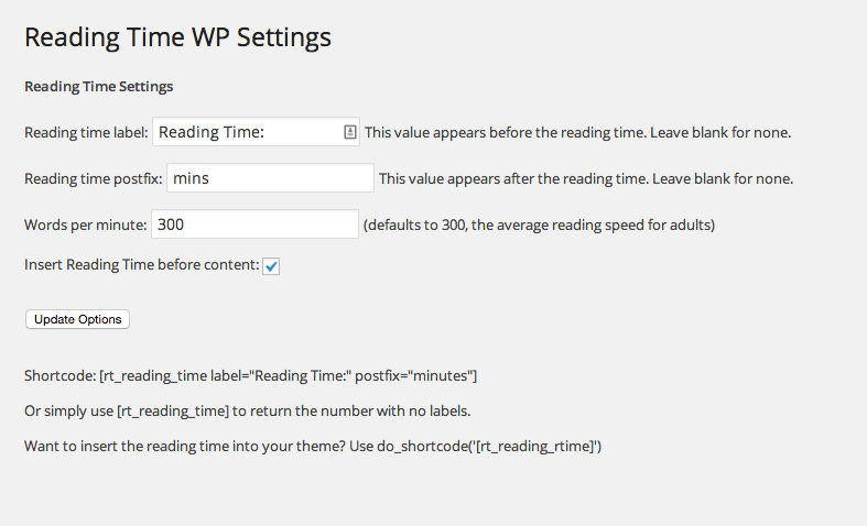 Reading time WP
