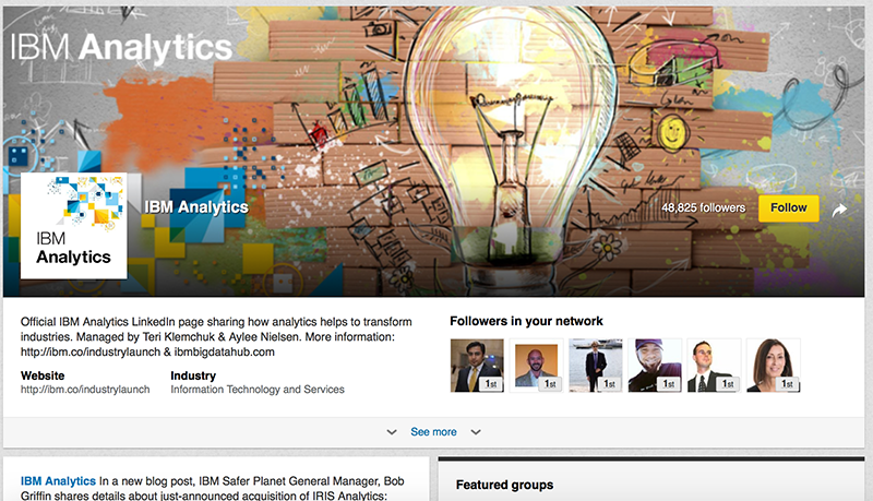 Adobe Showcase Page example: IBM Analytics