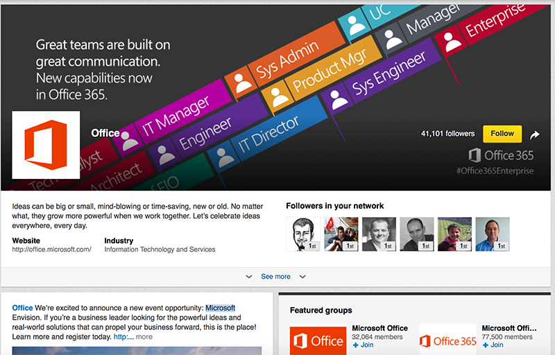 Adobe Showcase Page example: Microsoft Office