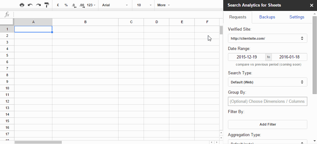 Search Analytics for Sheets
