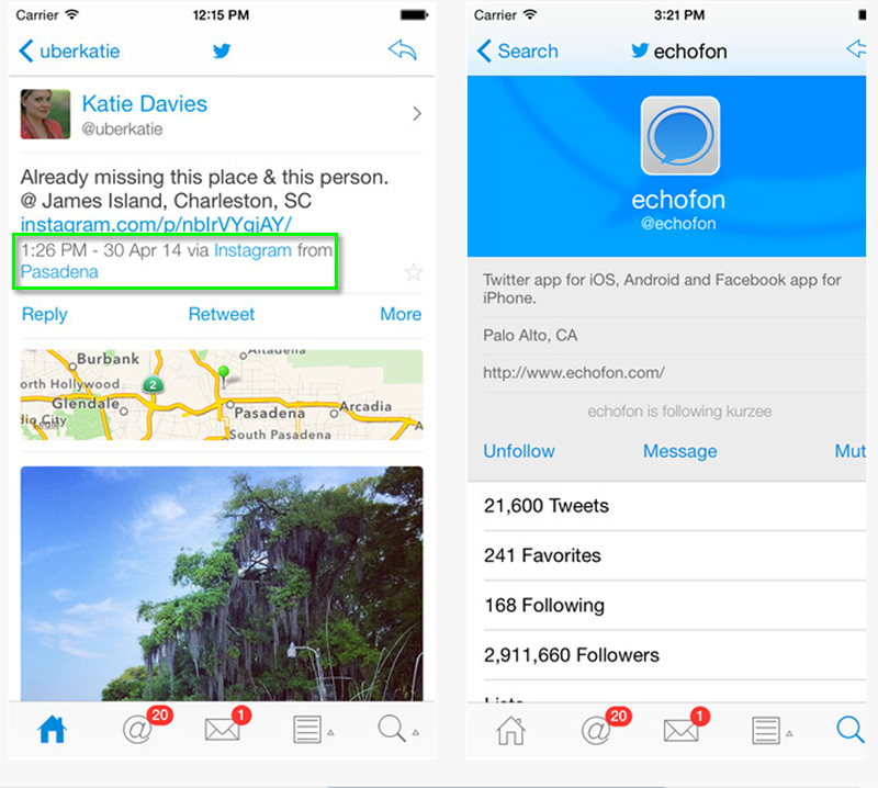 Echofon for Twitter: Which Twitter App a Tweet Was Sent From