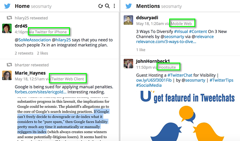 Hootsuite: Which Twitter App a Tweet Was Sent From