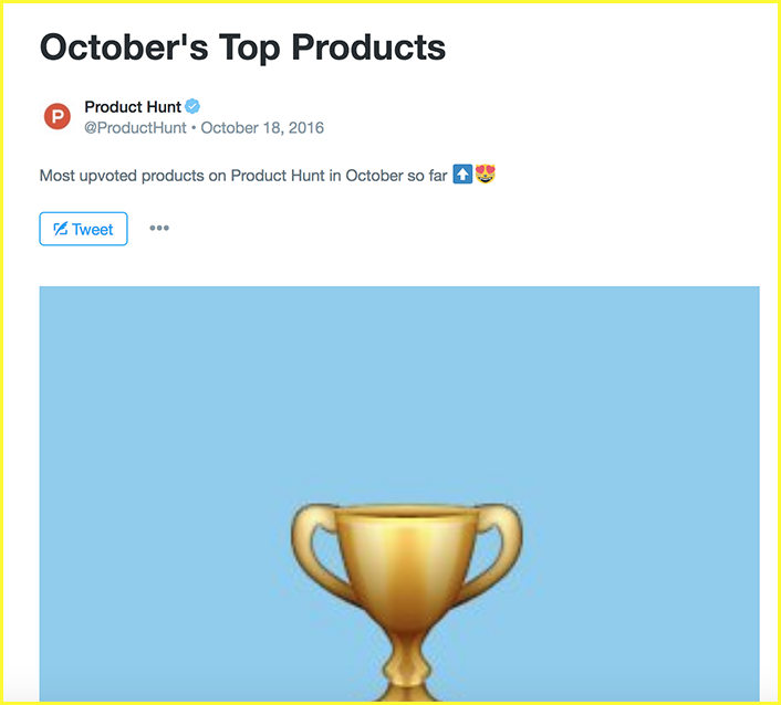 Twitter moments @ProductHunt
