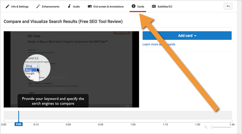 Add clickable links with Youtube cards