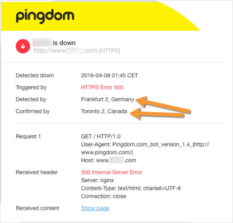 pingdom alerts