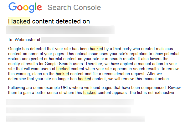 Search Console email