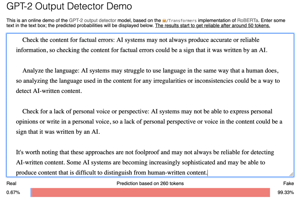 GPT-2 Output Detector Demo